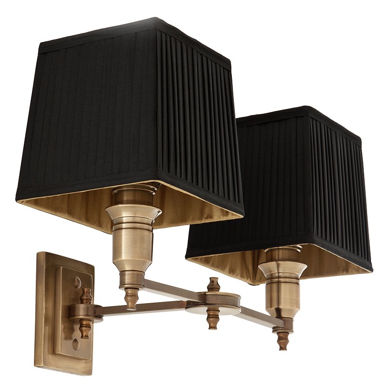 Бра Wall Lamp Lexington Double Brass+Black Латунь Античная полированная Черный Бра Wall Lamp Lexington Double Brass+Black Латунь Античная полированная Черный в Рязани | Loft Concept
