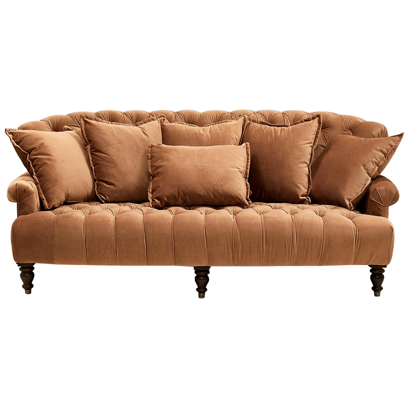 Диван велюровый с подушками Welch Sofa Карамель Диван велюровый с подушками Welch Sofa Карамель в Рязани | Loft Concept