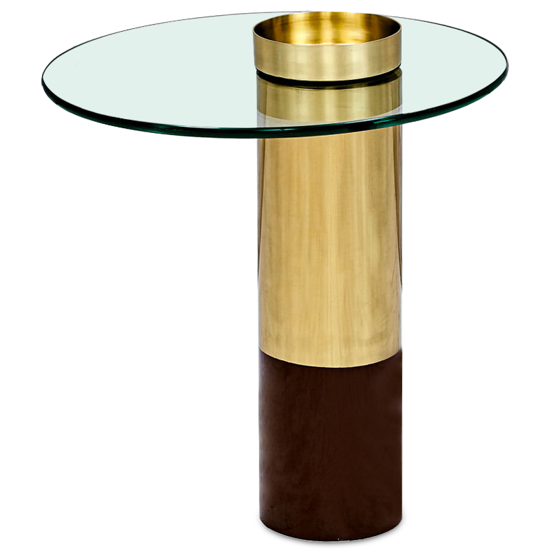 Приставной стол Desi Side Table Прозрачный Латунь Коричневый Приставной стол Desi Side Table Прозрачный Латунь Коричневый в Рязани | Loft Concept