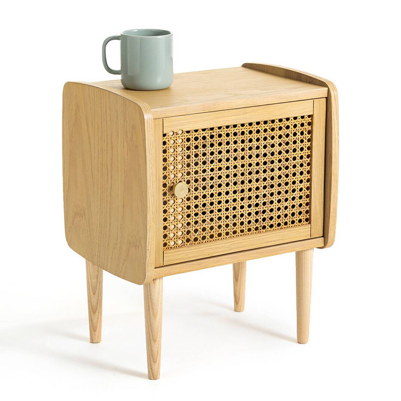 Тумба с дверцой из плетеного ротанга Aelius Rattan Wicker Curbstone Светлый дуб Тумба с дверцой из плетеного ротанга Aelius Rattan Wicker Curbstone Светлый дуб в Рязани | Loft Concept