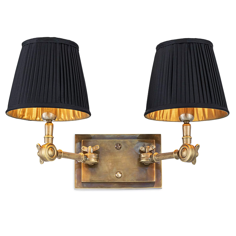 Бра Eichholtz Wall Lamp Wentworth Double Brass Винтажная латунь Черный Бра Eichholtz Wall Lamp Wentworth Double Brass Винтажная латунь Черный в Рязани | Loft Concept
