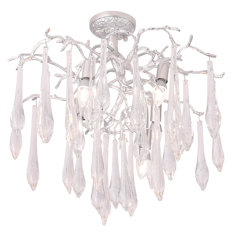 Люстра потолочная с прозрачными стеклянными подвесками в форме капель Droplet Chandelier Золотой Прозрачный Серебряный Люстра потолочная с прозрачными стеклянными подвесками в форме капель Droplet Chandelier Золотой Прозрачный Серебряный в Рязани | Loft Concept