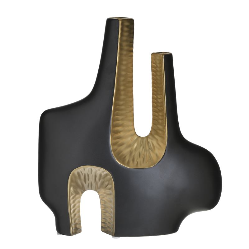 Ваза Efalia Vase double Черный Золотой в Рязани | Loft Concept 