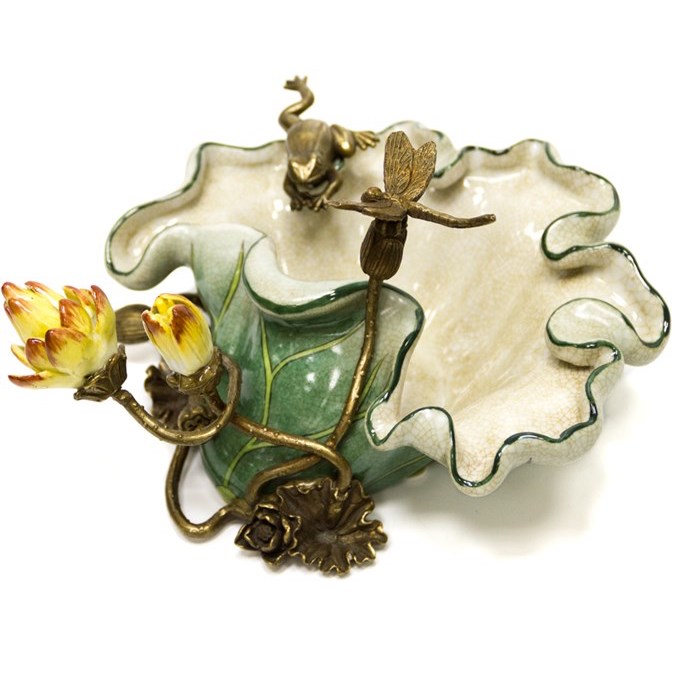 Чаша Water Lily Bowl Зеленый Бронза Белый Чаша Water Lily Bowl Зеленый Бронза Белый в Рязани | Loft Concept