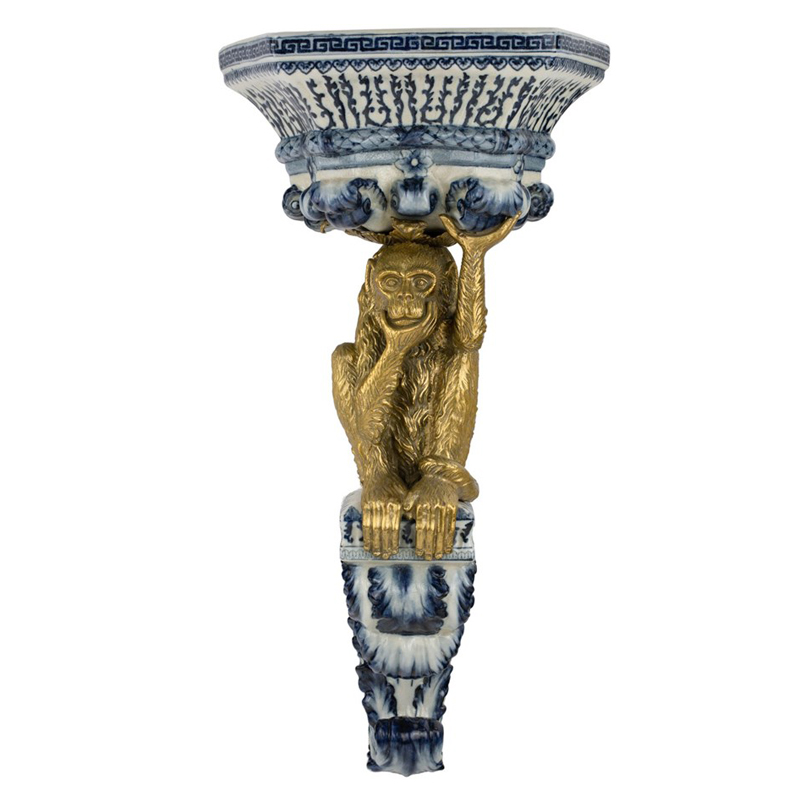 Полка Blue and Bronze monkey Синий Белый Бронза Полка Blue and Bronze monkey Синий Белый Бронза в Рязани | Loft Concept