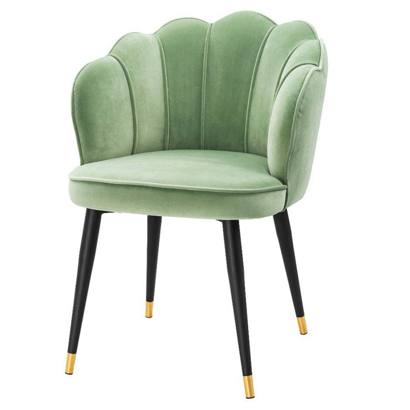 Стул Eichholtz Dining Chair Bristol pistache green Зеленый шалфей Черный Латунь Стул Eichholtz Dining Chair Bristol pistache green Зеленый шалфей Черный Латунь в Рязани | Loft Concept