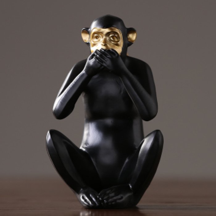 Статуэтка Monkey dont speak Золотой Черный Статуэтка Monkey dont speak Золотой Черный в Рязани | Loft Concept