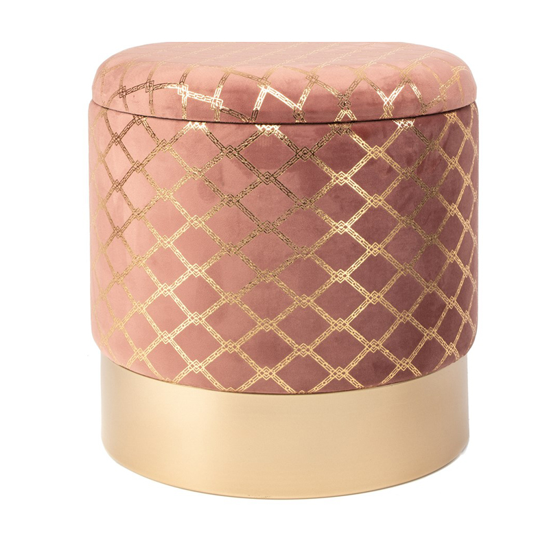 Пуф PUF Upholstery Gold Mesh розовый Розовый (Rose) Золотой Пуф PUF Upholstery Gold Mesh розовый Розовый (Rose) Золотой в Рязани | Loft Concept
