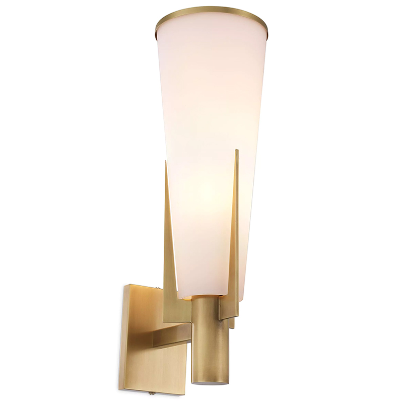 Бра Eichholtz Wall Lamp Dino Brass Латунь Белое матовое стекло Бра Eichholtz Wall Lamp Dino Brass Латунь Белое матовое стекло в Рязани | Loft Concept