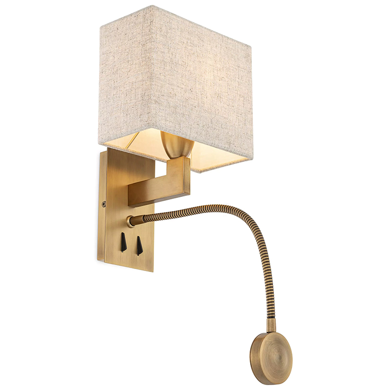 Бра Eichholtz Wall Lamp Reading Linen Латунь Бежево-серый Бра Eichholtz Wall Lamp Reading Linen Латунь Бежево-серый в Рязани | Loft Concept