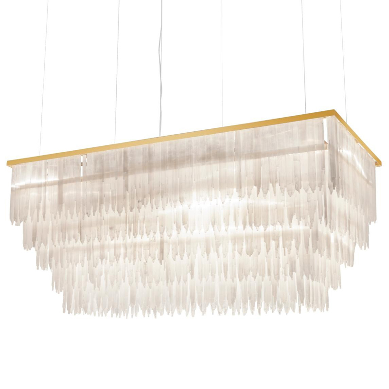 Люстра LAMP SELENITE RECT Прозрачный белый Латунь Люстра LAMP SELENITE RECT Прозрачный белый Латунь в Рязани | Loft Concept