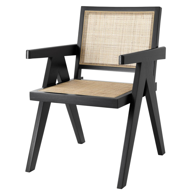Стул Eichholtz Dining Chair Aristide black Черный Бежевый Стул Eichholtz Dining Chair Aristide black Черный Бежевый в Рязани | Loft Concept