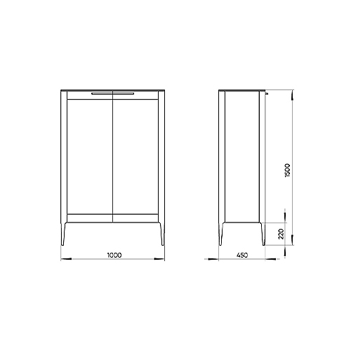 Витрина белая с 2-мя стеклянными дверцами и 3-мя полками Type  в Рязани
