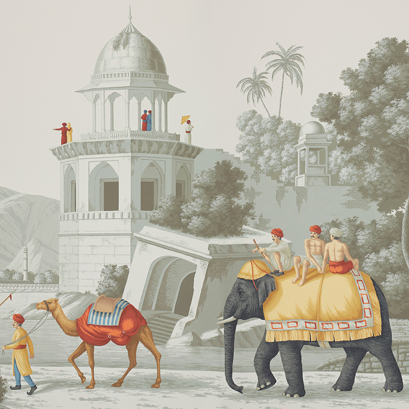 Обои ручная роспись Early Views of India Paille on Crystal Grey scenic paper Обои ручная роспись Early Views of India Paille on Crystal Grey scenic paper в Рязани | Loft Concept