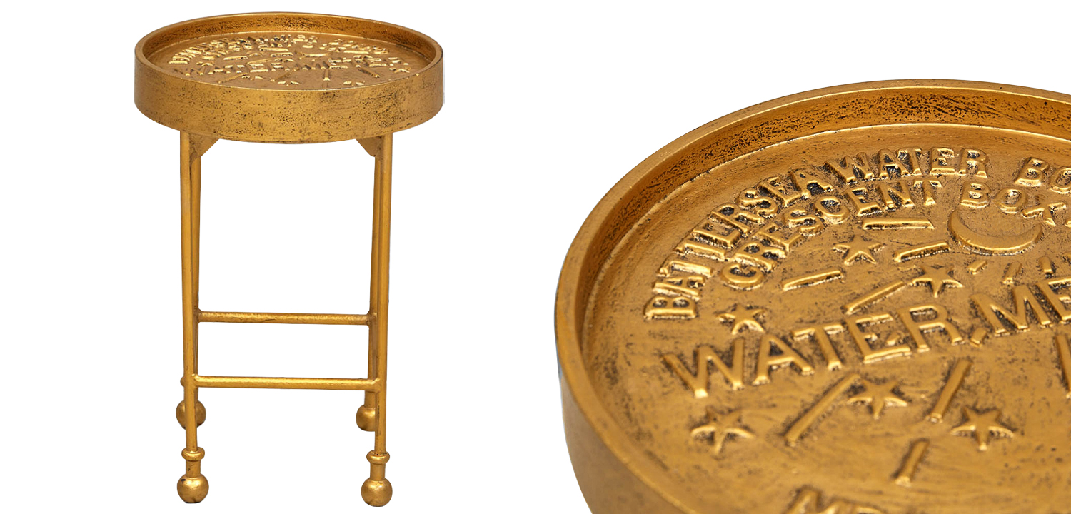 Приставной круглый столик Alain Gold Side Table - фото