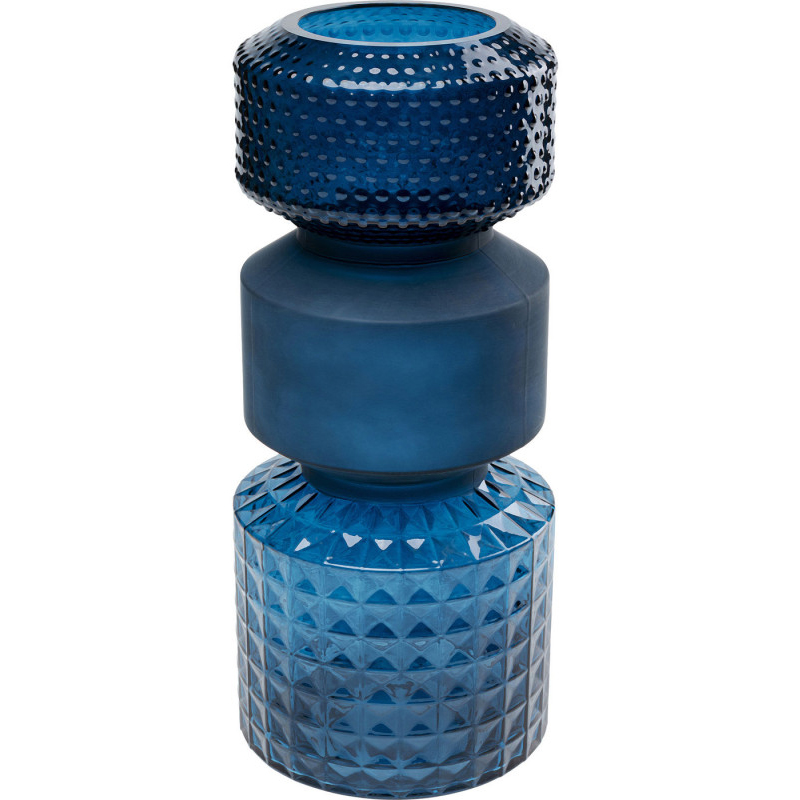 Ваза Geometric Blue Glass Vase 42 Синий Ваза Geometric Blue Glass Vase 42 Синий в Рязани | Loft Concept