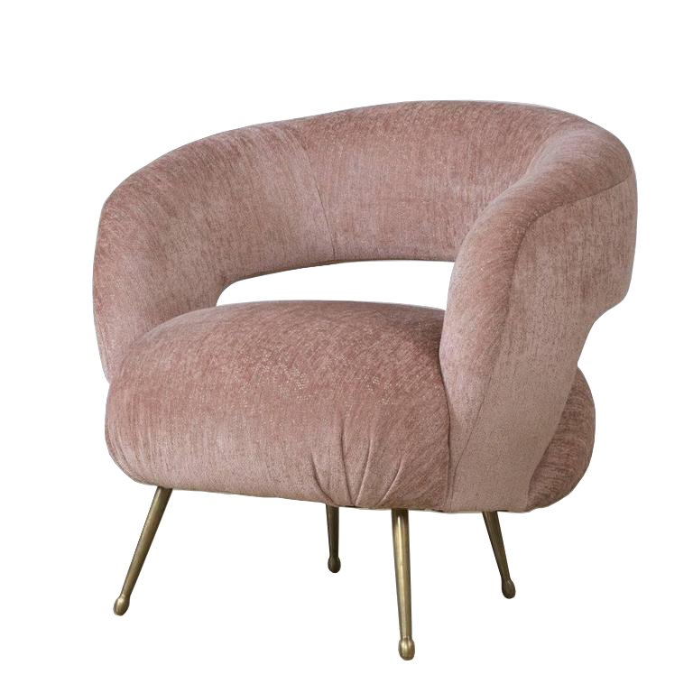 Кресло LAUREL LOUNGE CHAIR Латунь Розовый пастельный Кресло LAUREL LOUNGE CHAIR Латунь Розовый пастельный в Рязани | Loft Concept