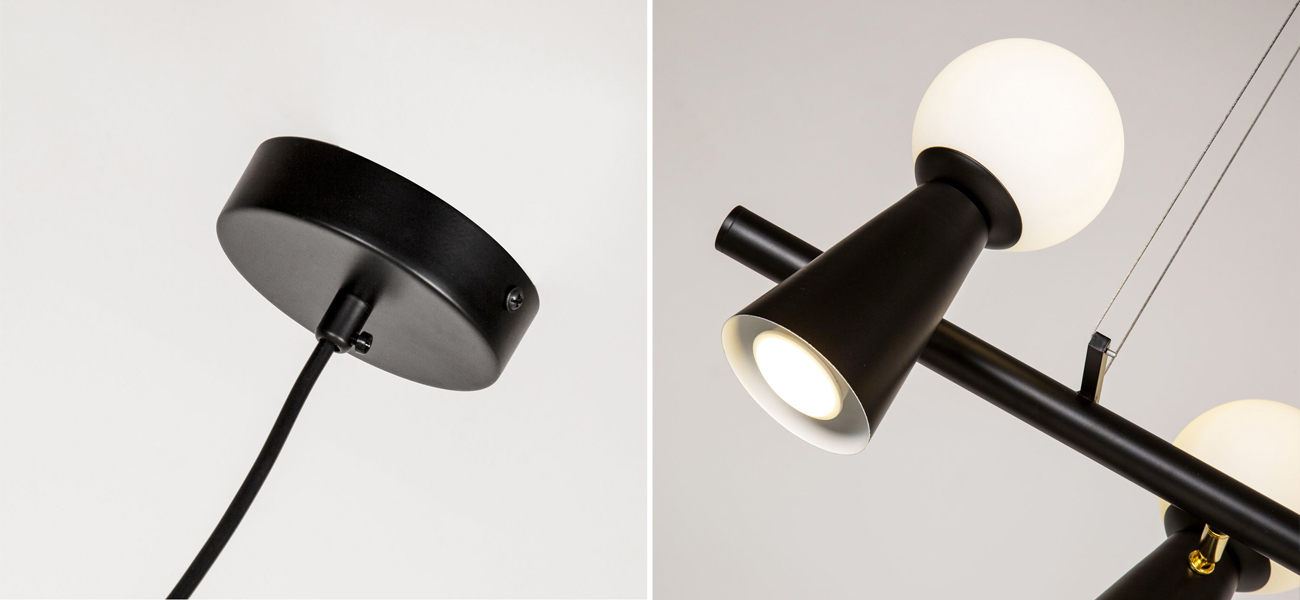 Черная люстра с поворотными плафонами 16 ламп KLAXONS - фото №2