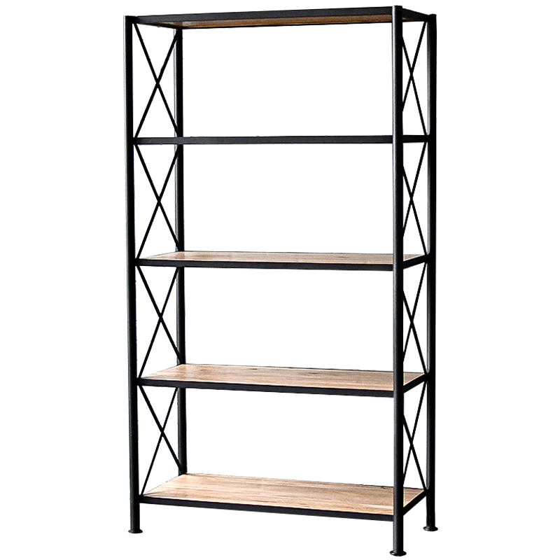 Стеллаж Buckley Industrial Metal Rust Rack Черный Древесина Стеллаж Buckley Industrial Metal Rust Rack Черный Древесина в Рязани | Loft Concept