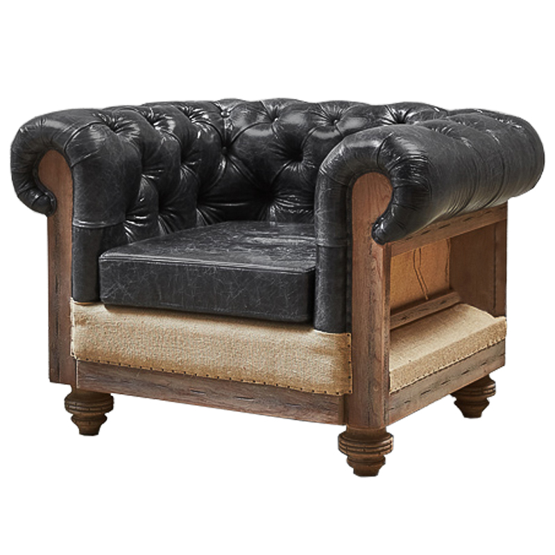 Кресло Deconstructed Chesterfield Armchair Графит Коричневый Кресло Deconstructed Chesterfield Armchair Графит Коричневый в Рязани | Loft Concept