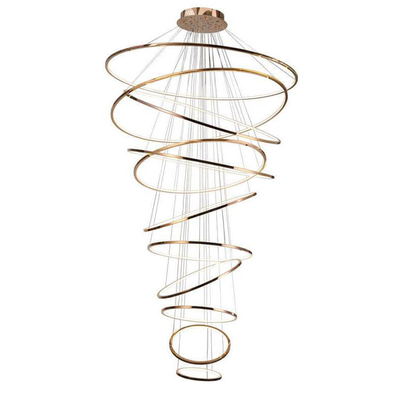 Люстра Композиция из 11 колец Ring Horizontal Chandelier Gold Золотой Розовое золото Люстра Композиция из 11 колец Ring Horizontal Chandelier Gold Золотой Розовое золото в Рязани | Loft Concept