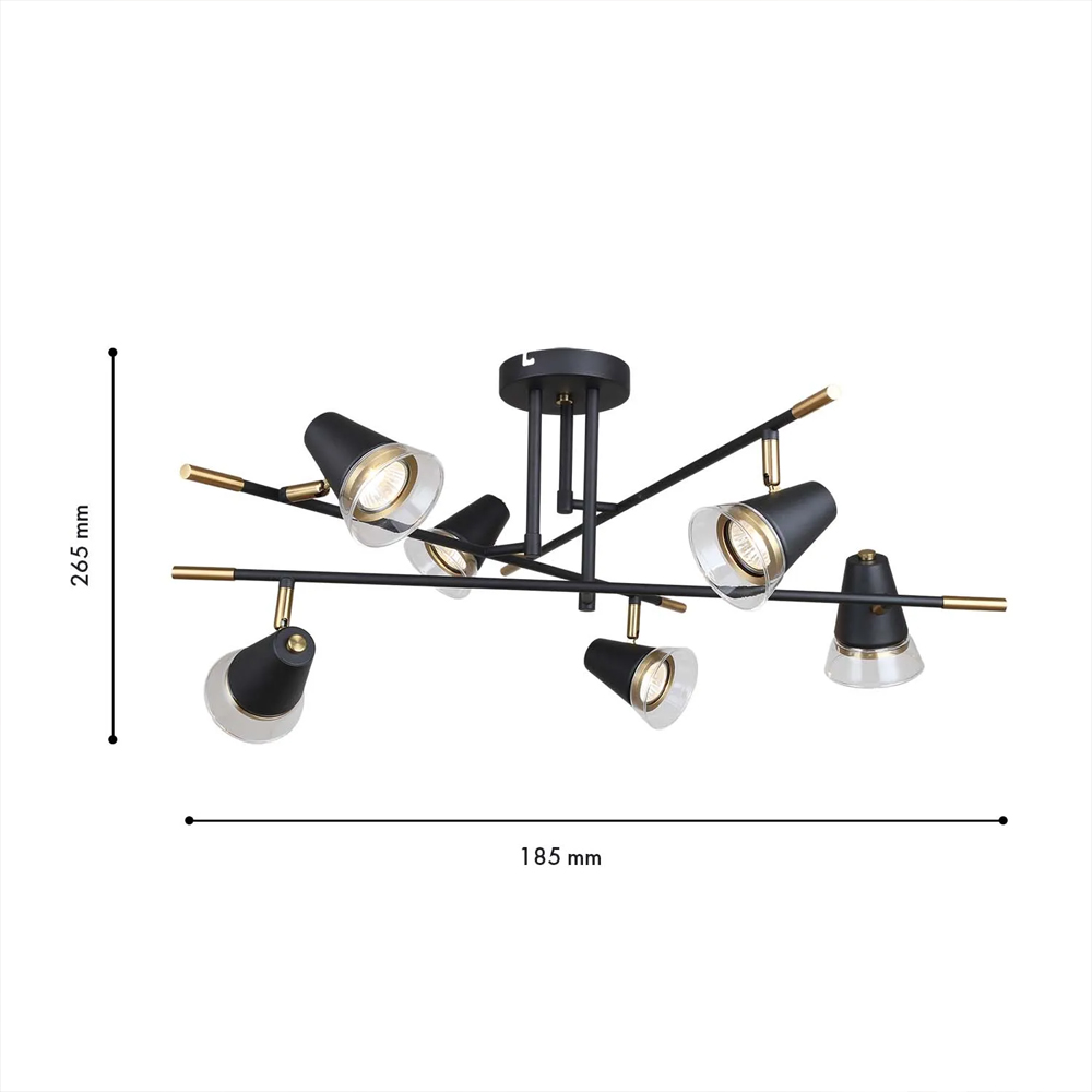 Потолочный светильник с конусообразными плафонами с контрастным сочетанием бронзы и глубоким черным цветом Aurika в Рязани