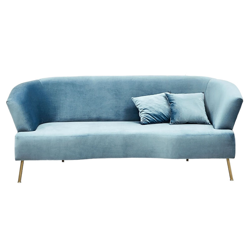 Диван с мягкой обивкой из ткани голубой Thomas Sofa Голубой Бронза Диван с мягкой обивкой из ткани голубой Thomas Sofa Голубой Бронза в Рязани | Loft Concept