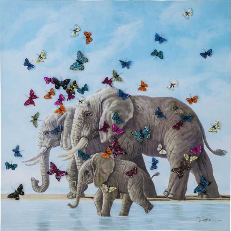 Картина Elephants with Butterflies painting Мульти Картина Elephants with Butterflies painting Мульти в Рязани | Loft Concept