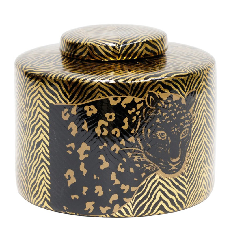 Ваза Leopard Vase black and gold 18 Черный Золотой Ваза Leopard Vase black and gold 18 Черный Золотой в Рязани | Loft Concept