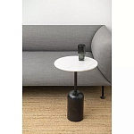 Кофейный столик с белой мраморной столешницей на черном основании Tall Coffee Black and White Table варинант исполнения - 2 | Loft Concept в Рязани