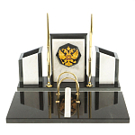 Настольный письменный набор из мрамора и змеевика с гербом России Marble Accessory варинант исполнения - 1 | Loft Concept в Рязани