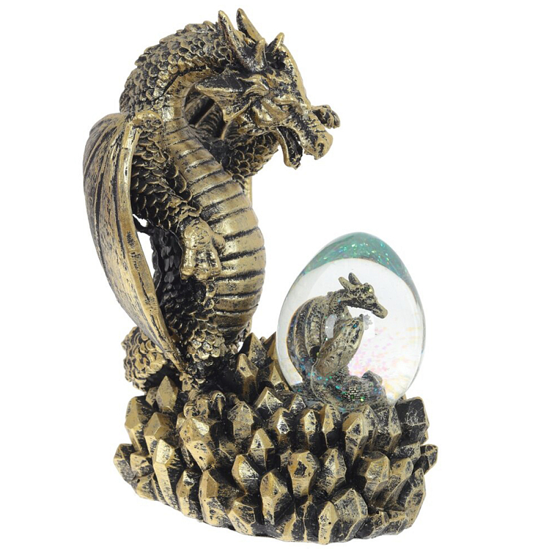 Декоративная статуэтка Дракон и стеклянное яйцо Dragon and Glass Egg Gold Black Золотой Черный Прозрачное Стекло Декоративная статуэтка Дракон и стеклянное яйцо Dragon and Glass Egg Gold Black Золотой Черный Прозрачное Стекло в Рязани | Loft Concept