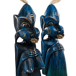 Комплект из 2-х деревянных статуэток Asmat Straw Headdress Statuettes Blue варинант исполнения - 9 | Loft Concept в Рязани