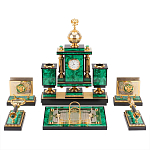 Настольный письменный набор из малахита и долерита с декором в виде герба России Leader Organizer варинант исполнения - 1 | Loft Concept в Рязани