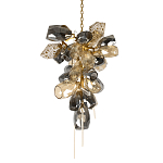 Люстра подвесная вытянутой формы с плафонами из стекла и металла с двумя вертикальными подвесками Gilded Mirage  варинант исполнения - 1 | Loft Concept в Рязани