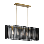 Люстра подвесная овальной формы с металлическим решетчатым абажуром матово-черного цвета и 5 лампами Kichler варинант исполнения - 2 | Loft Concept в Рязани