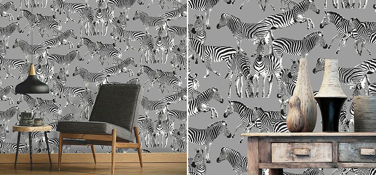 Обои ручная роспись Zebras Mid Grey Обои ручная роспись Zebras Mid Grey - Loft-Concept в Рязани