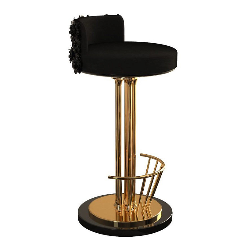 Барный стул Pilar Bar Stool Глянцевое золото Черный в Рязани | Loft Concept 