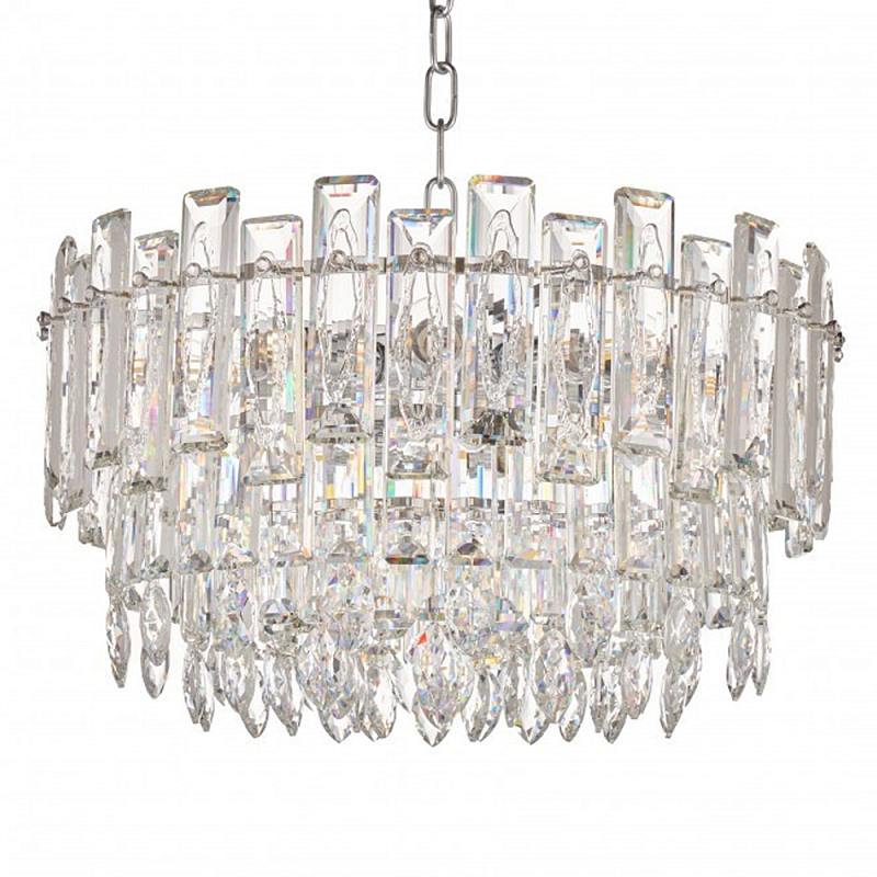 Круглая люстра с хрустальными подвесками на серебряном каркасе Gorgeous Crystal Light Хром Прозрачный Круглая люстра с хрустальными подвесками на серебряном каркасе Gorgeous Crystal Light Хром Прозрачный в Рязани | Loft Concept