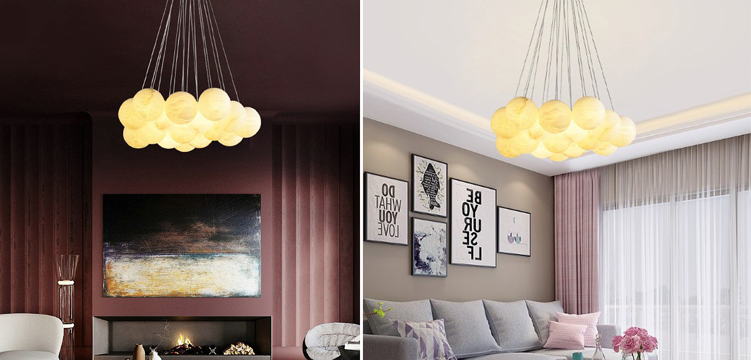 Каскадный Cветильник 16 Шариков из натурального мрамора Marble Balls Lamp Каскадный Cветильник 16 Шариков из натурального мрамора Marble Balls Lamp - Loft-Concept в Рязани