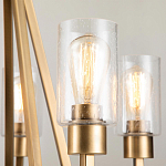 Люстра цвета латунь с 5-ю цилиндрическими плафонами из прозрачного пузырчатого стекла Kichler варинант исполнения - 4 | Loft Concept в Рязани