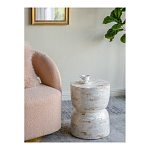 Приставной столик с мозаичным рисунком из раковин устриц Bone Inlay варинант исполнения - 6 | Loft Concept в Рязани