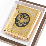 Портсигар на 20 сигарет с гравировкой Герба России в подарочной коробке Metal Cigarettes Cases варинант исполнения - 4 | Loft Concept в Рязани