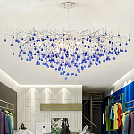 Люстра овальная с синими стеклянными подвесками в форме капель FAIRYTREE Light варинант исполнения - 4 | Loft Concept в Рязани