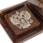 Настольный письменный набор с часами в виде пирамиды из природного камня обсидиана Pyramid of Time варинант исполнения - 3 | Loft Concept в Рязани