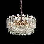 Круглая люстра с хрустальными подвесками на золотистом каркасе Gorgeous Crystal Light варинант исполнения - 6 | Loft Concept в Рязани