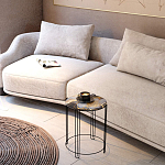 Стол журнальный круглый со столешницей из стекла Gold and Black Marble варинант исполнения - 5 | Loft Concept в Рязани