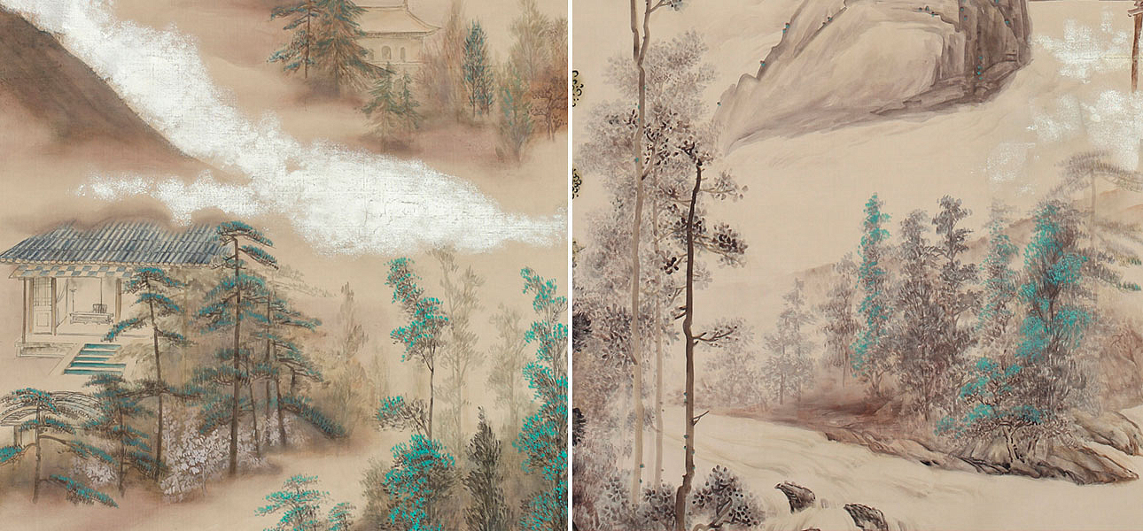 Обои ручная роспись Mountains Above Clouds Colourway SC-234 on Raw Silk dyed silk Обои ручная роспись Mountains Above Clouds Colourway SC-234 on Raw Silk dyed silk - Loft-Concept в Рязани
