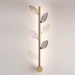 Бра с золотистой вертикальной трубкой и декоративными прозрачными листьями из стекла Sylva  варинант исполнения - 2 | Loft Concept в Рязани