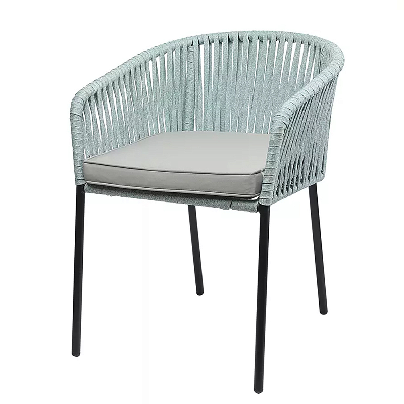 Стул с декором в виде плетеных лент на спинке и подлокотниках Semicircular Chair Decorated with Ribbons Бежевый Голубой Стул с декором в виде плетеных лент на спинке и подлокотниках Semicircular Chair Decorated with Ribbons Бежевый Голубой в Рязани | Loft Concept